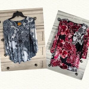 Bohemian-Inspired Print Tunics (2) by Ruby Red and New Directions (S)